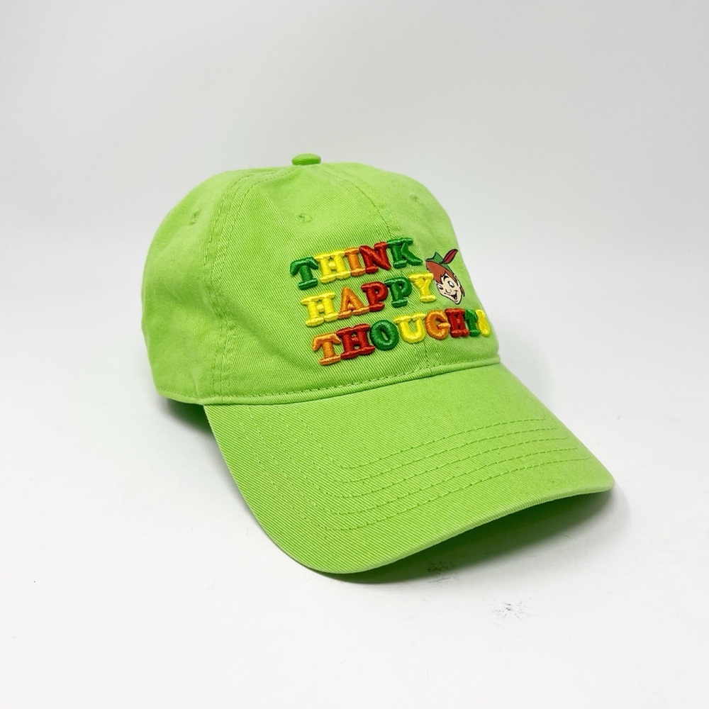 Disney Parks Peter Pan "Think Happy Thoughts" Embroidered Baseball Cap Green OS - Picture 2 of 9